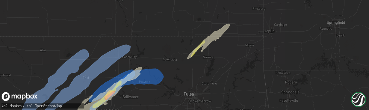 Hail map in Bartlesville, OK on October 30, 2024