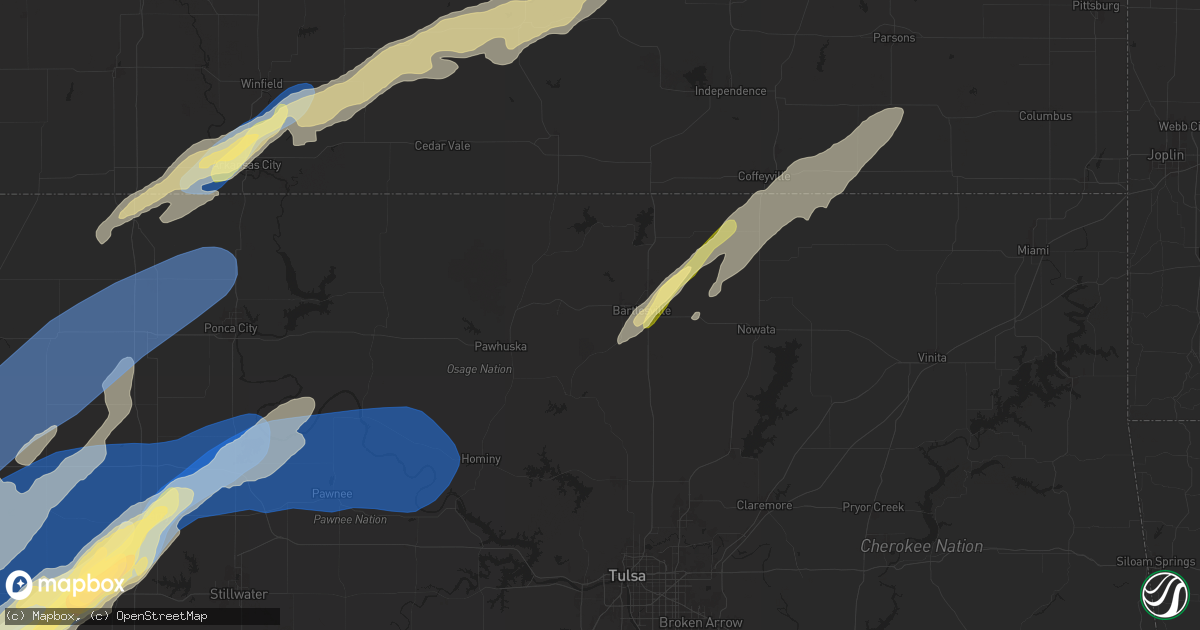 Hail map in Bartlesville, OK on October 30, 2024