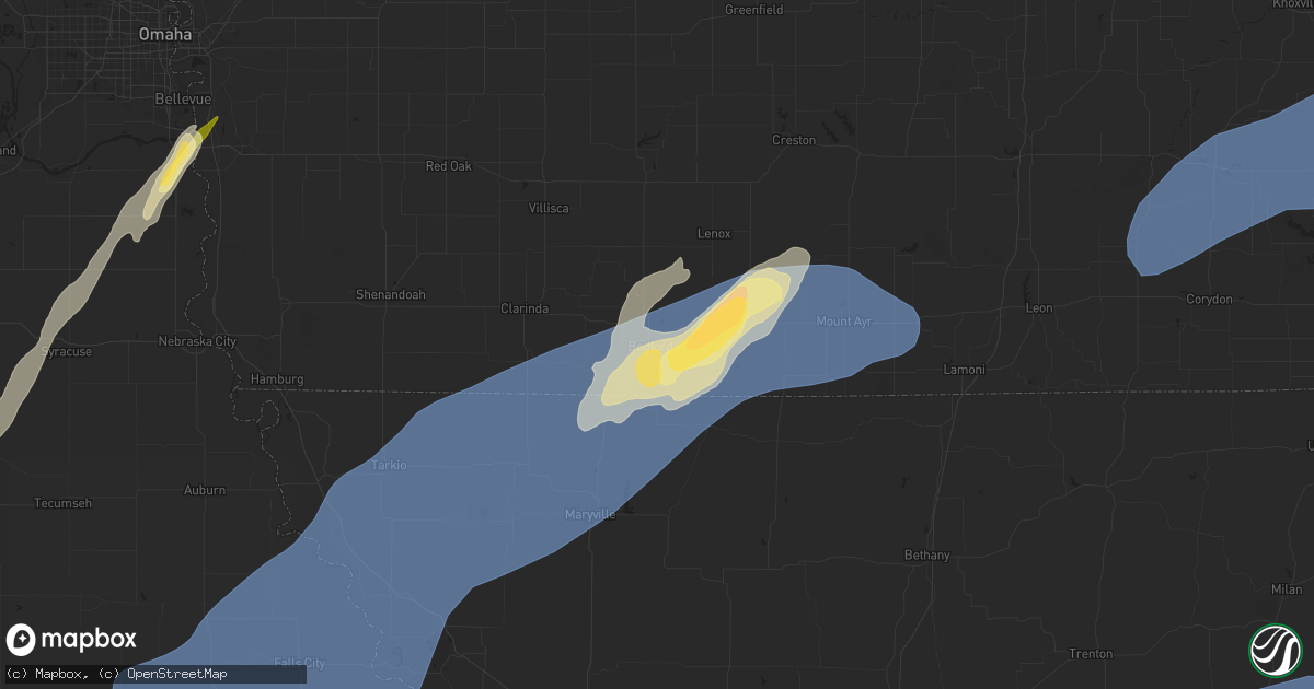 Hail map in Bedford, IA on October 30, 2024