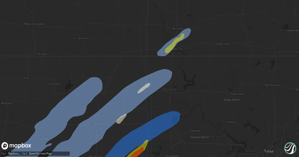 Hail map in Blackwell, OK on October 30, 2024