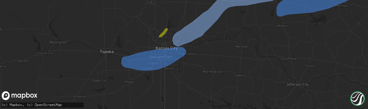 Hail map in Blue Springs, MO on October 30, 2024