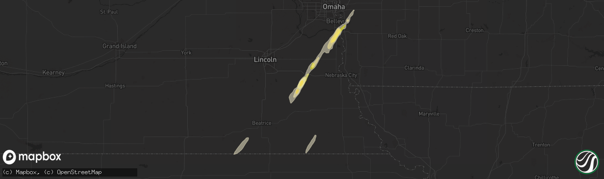 Hail map in Burr, NE on October 30, 2024