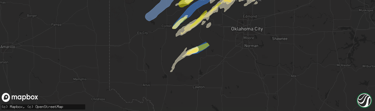 Hail map in Carnegie, OK on October 30, 2024