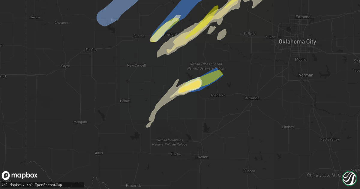 Hail map in Carnegie, OK on October 30, 2024