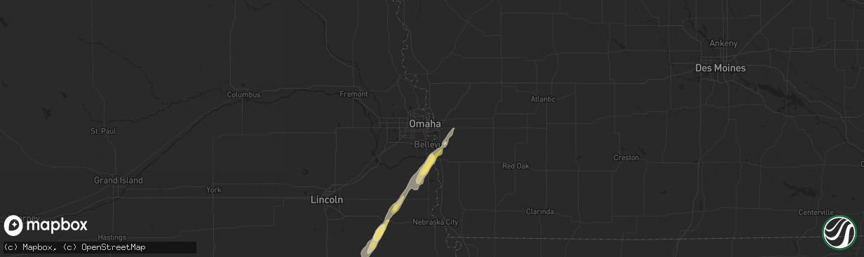 Hail map in Council Bluffs, IA on October 30, 2024