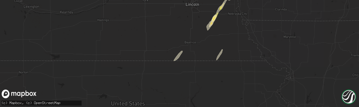 Hail map in Diller, NE on October 30, 2024