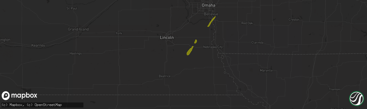 Hail map in Douglas, NE on October 30, 2024