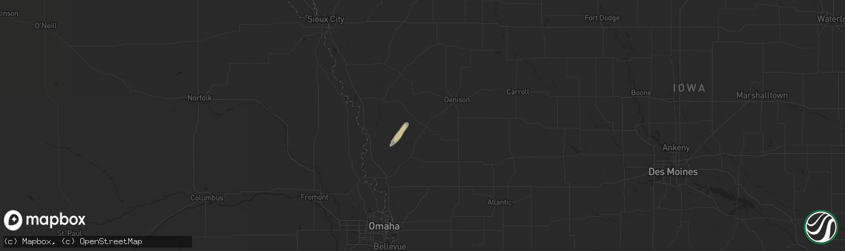 Hail map in Dunlap, IA on October 30, 2024