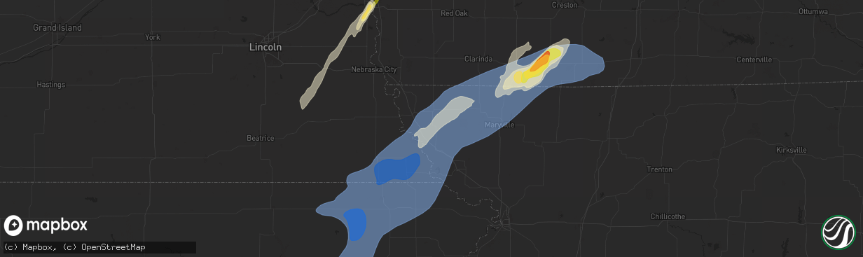 Hail map in Fairfax, MO on October 30, 2024