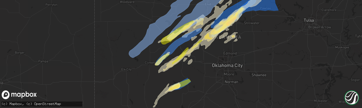 Hail map in Geary, OK on October 30, 2024