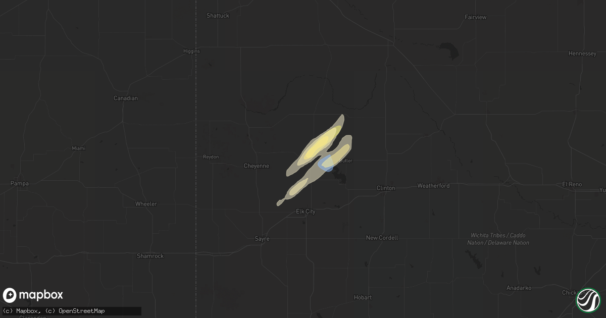 Hail map in Hammon, OK on October 30, 2024