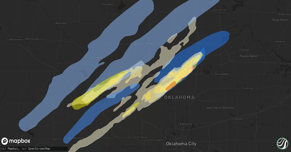 Hail map in Hennessey, OK on October 30, 2024