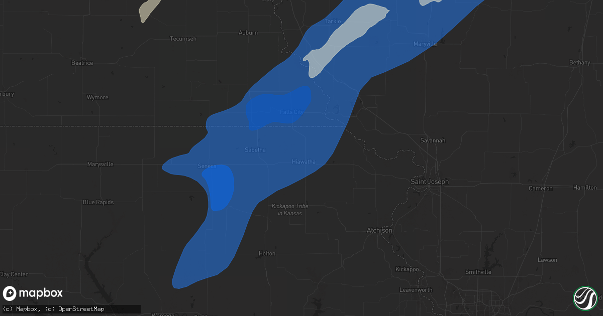 Hail map in Hiawatha, KS on October 30, 2024