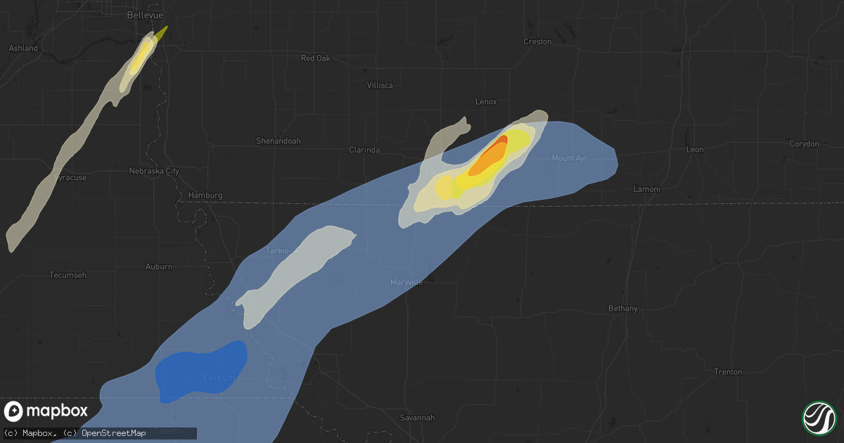 Hail map in Hopkins, MO on October 30, 2024