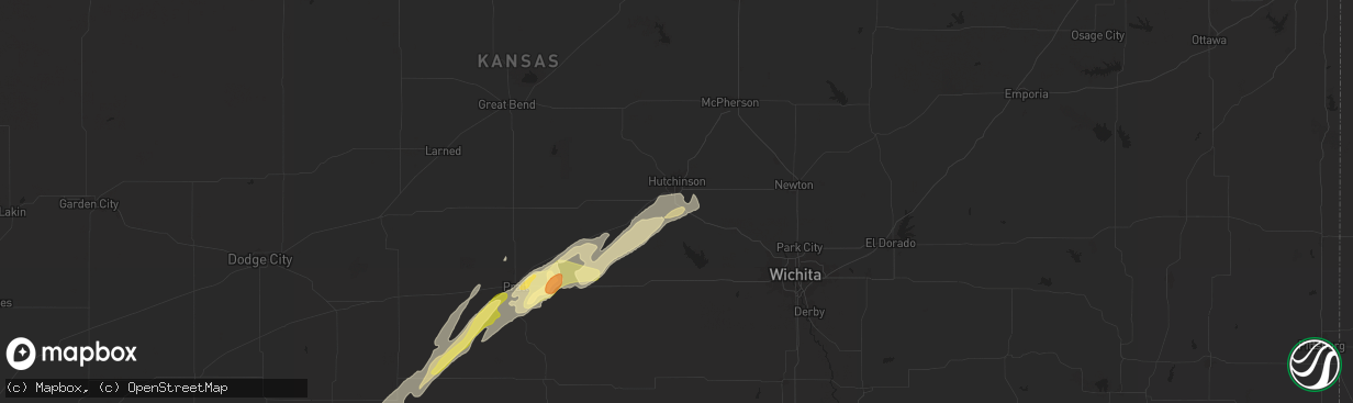 Hail map in Hutchinson, KS on October 30, 2024