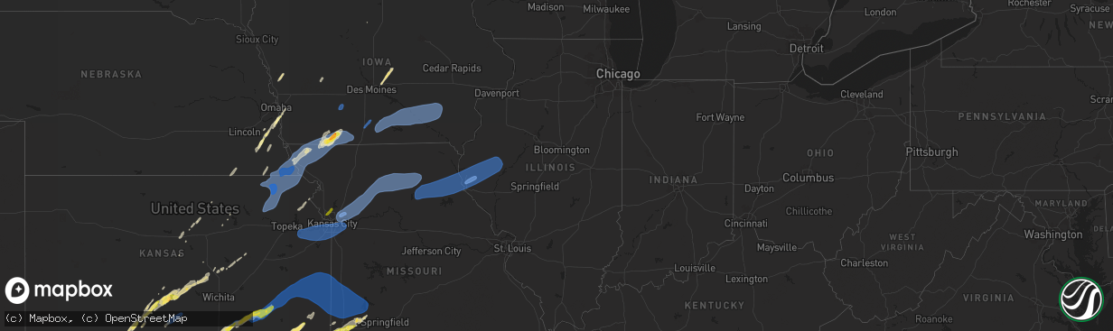 Hail map in Illinois on October 30, 2024