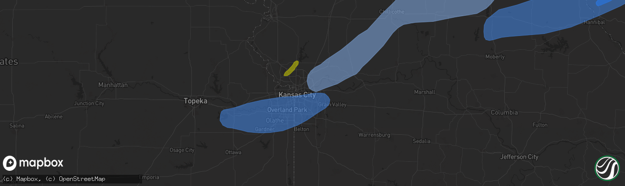 Hail map in Independence, MO on October 30, 2024