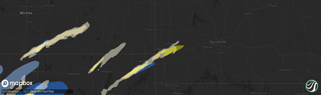 Hail map in Joplin, MO on October 30, 2024