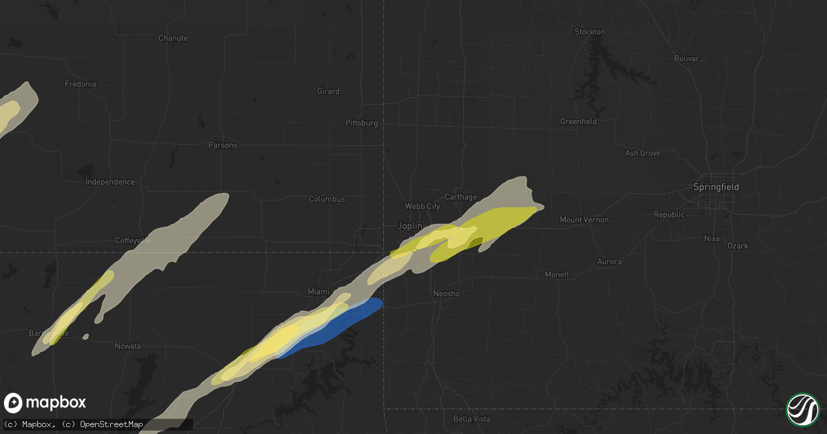 Hail map in Joplin, MO on October 30, 2024