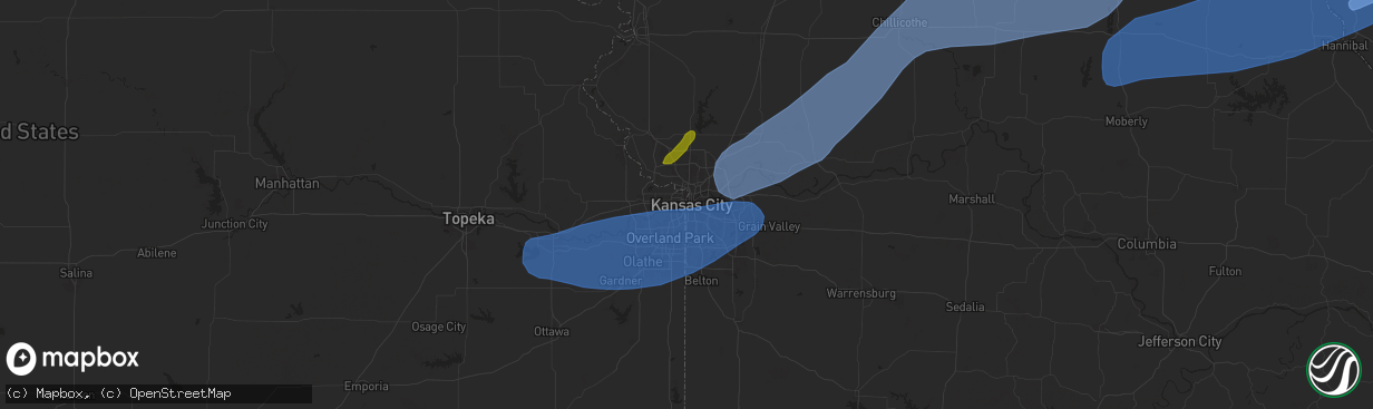 Hail map in Kansas City, MO on October 30, 2024