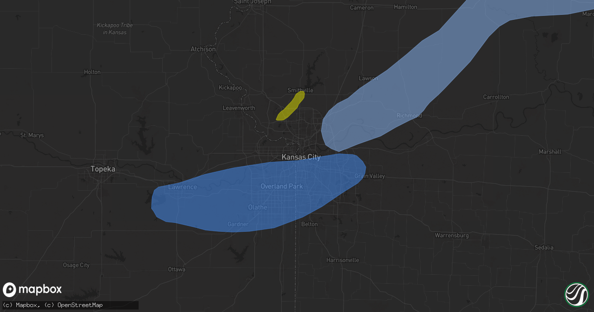 Hail map in Kansas City, MO on October 30, 2024