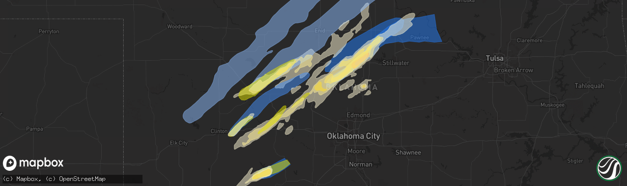 Hail map in Kingfisher, OK on October 30, 2024