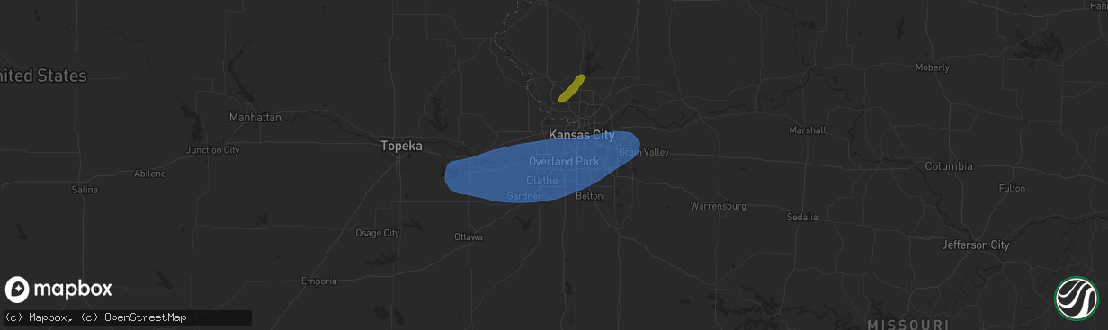 Hail map in Lenexa, KS on October 30, 2024