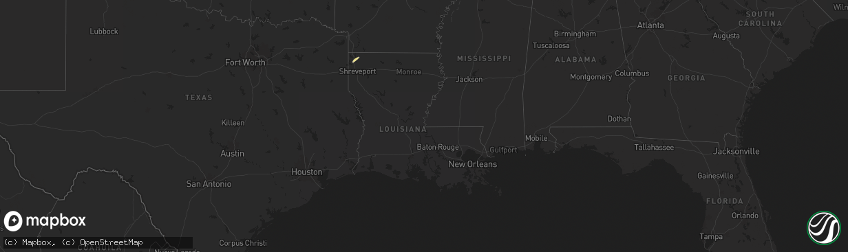 Hail map in Louisiana on October 30, 2024