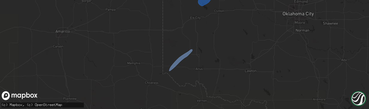 Hail map in Mangum, OK on October 30, 2024