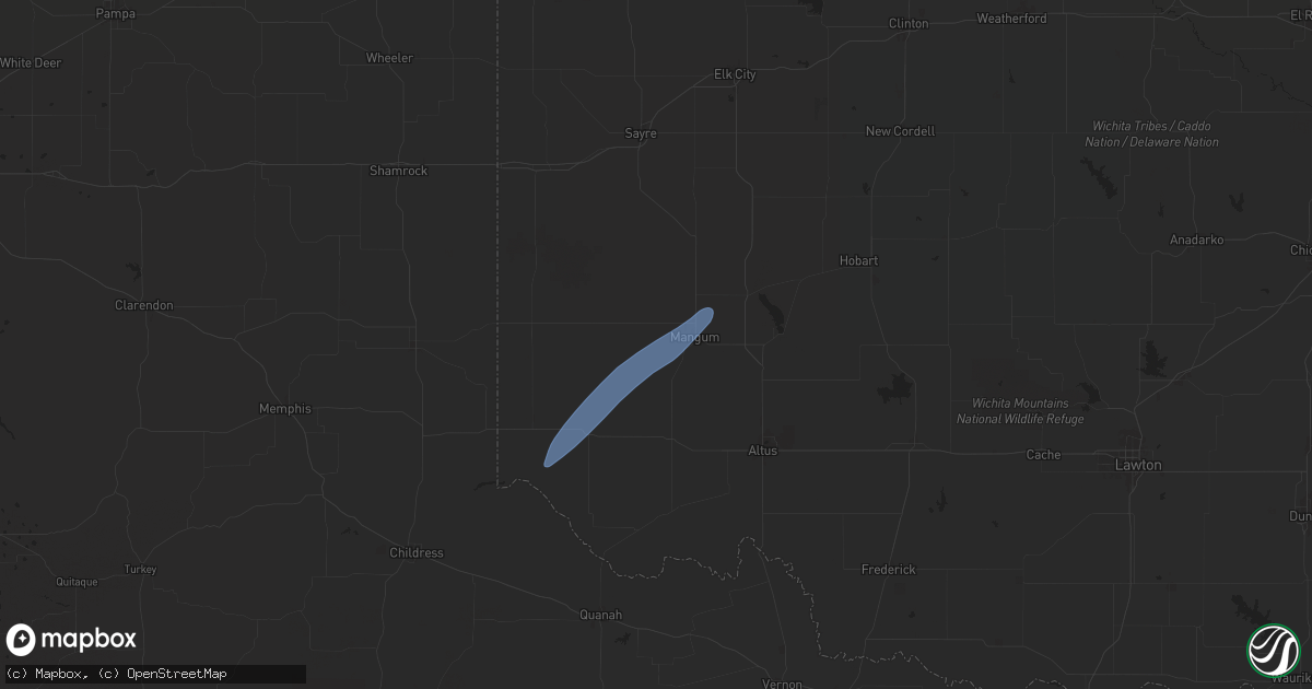 Hail map in Mangum, OK on October 30, 2024
