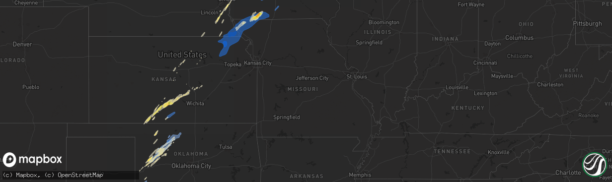 Hail map in Missouri on October 30, 2024