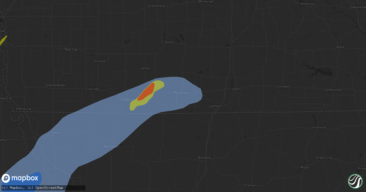 Hail map in Mount Ayr, IA on October 30, 2024