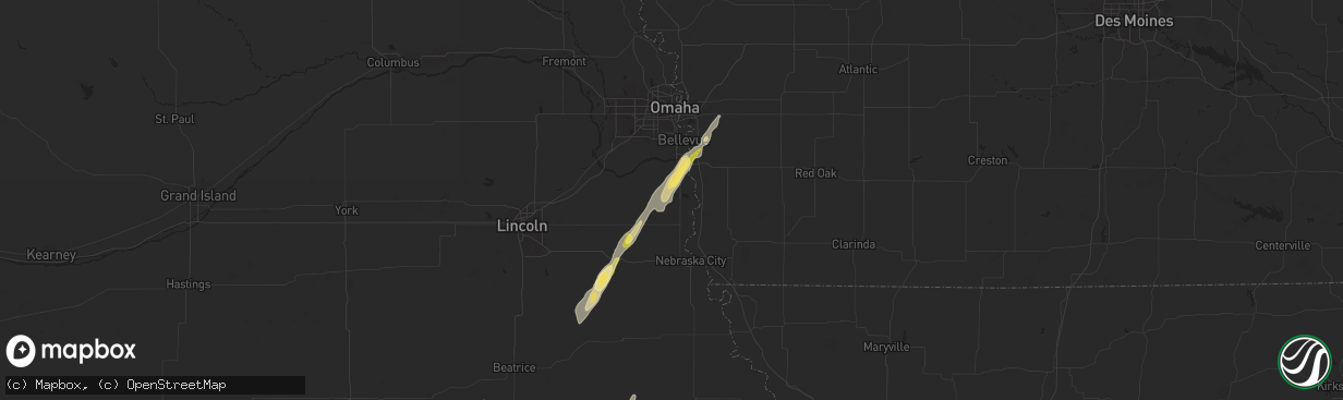 Hail map in Murray, NE on October 30, 2024