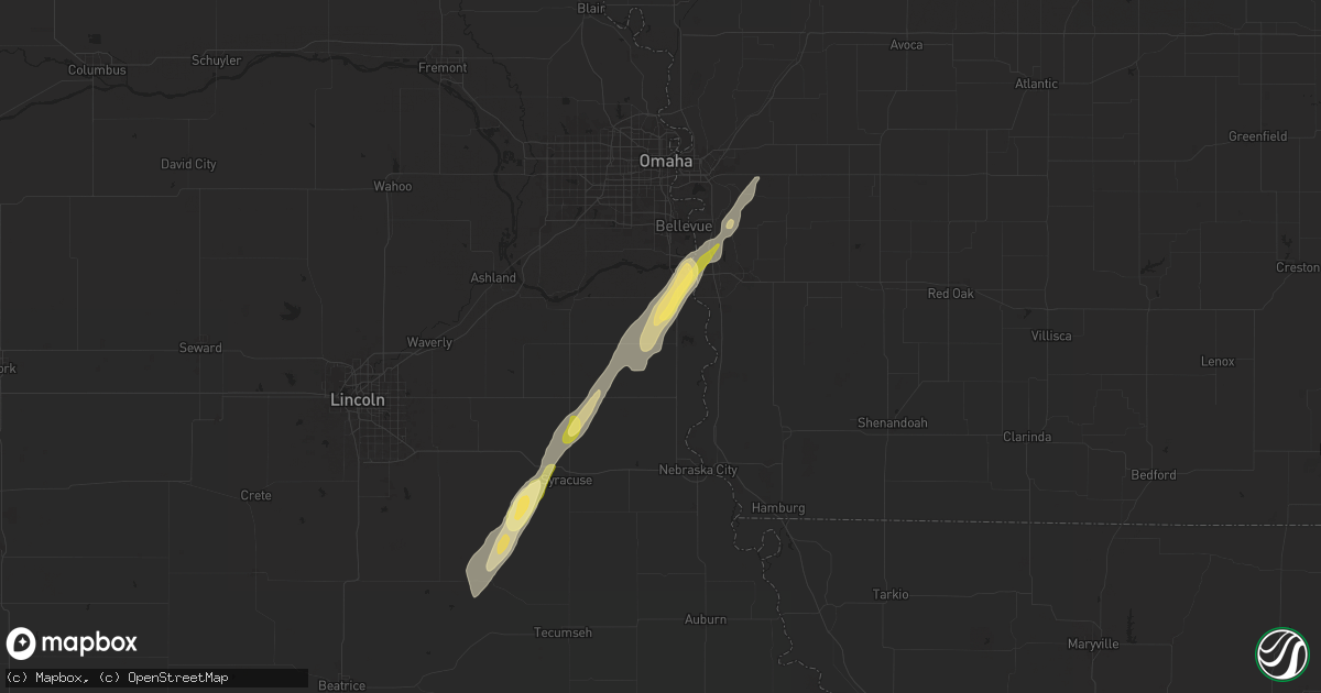 Hail map in Murray, NE on October 30, 2024
