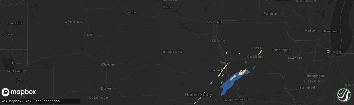 Hail map in Nebraska on October 30, 2024