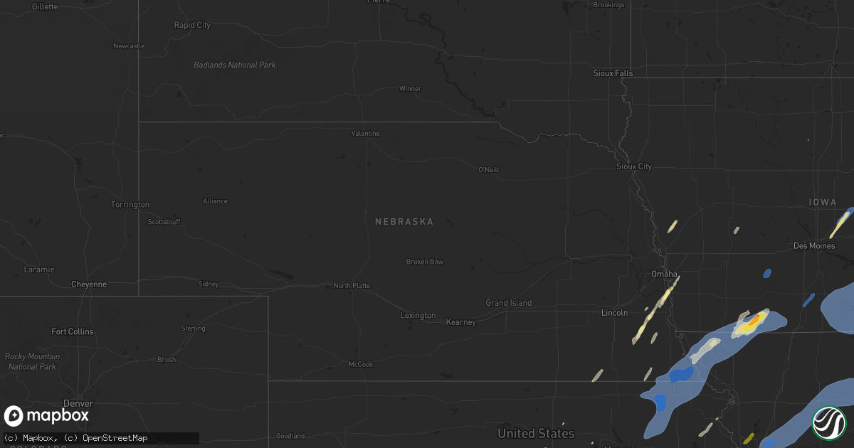 Hail map in Nebraska on October 30, 2024