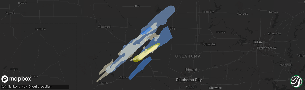 Hail map in Okeene, OK on October 30, 2024