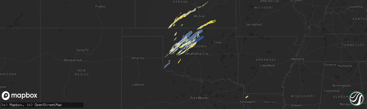 Hail map in Oklahoma on October 30, 2024