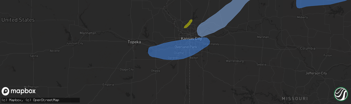 Hail map in Olathe, KS on October 30, 2024