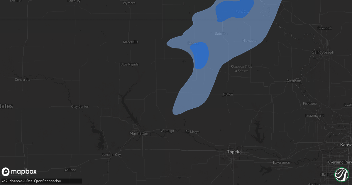 Hail map in Onaga, KS on October 30, 2024