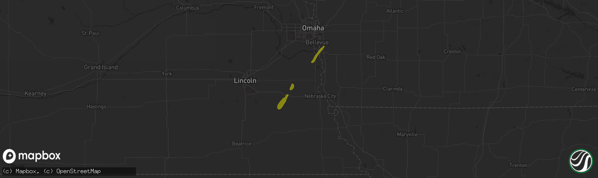 Hail map in Otoe, NE on October 30, 2024