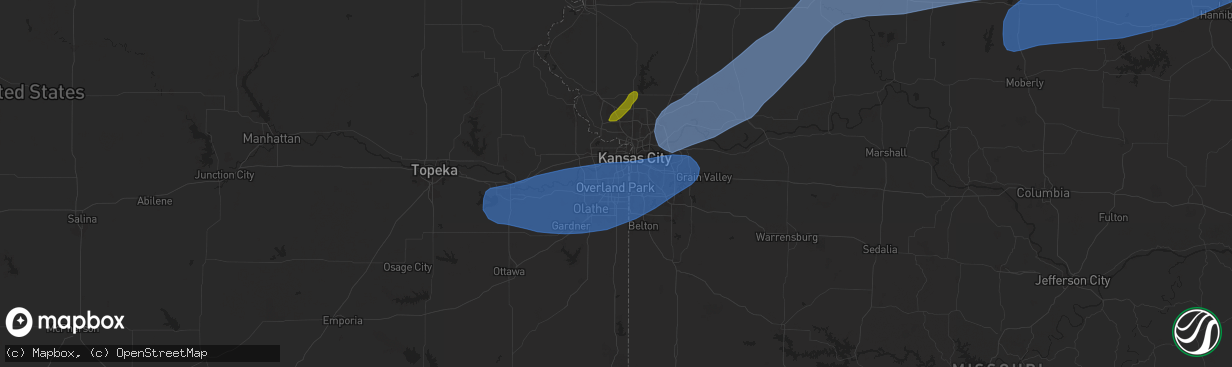 Hail map in Overland Park, KS on October 30, 2024