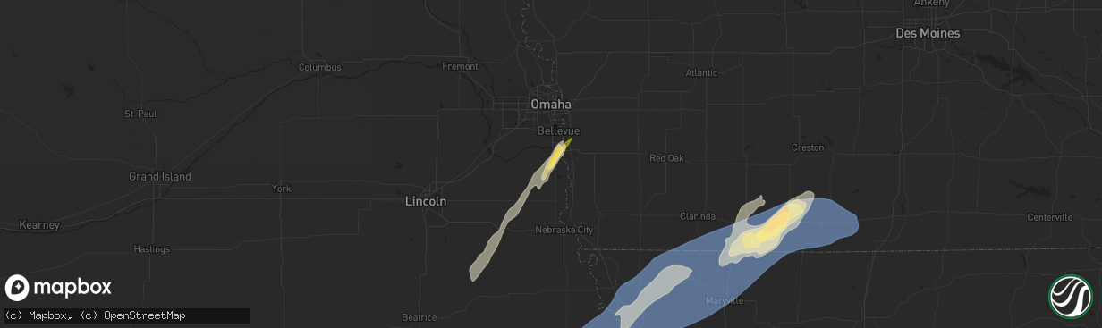 Hail map in Plattsmouth, NE on October 30, 2024