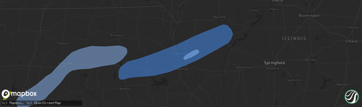 Hail map in Quincy, IL on October 30, 2024