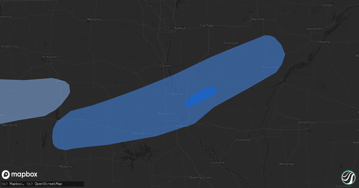 Hail map in Quincy, IL on October 30, 2024