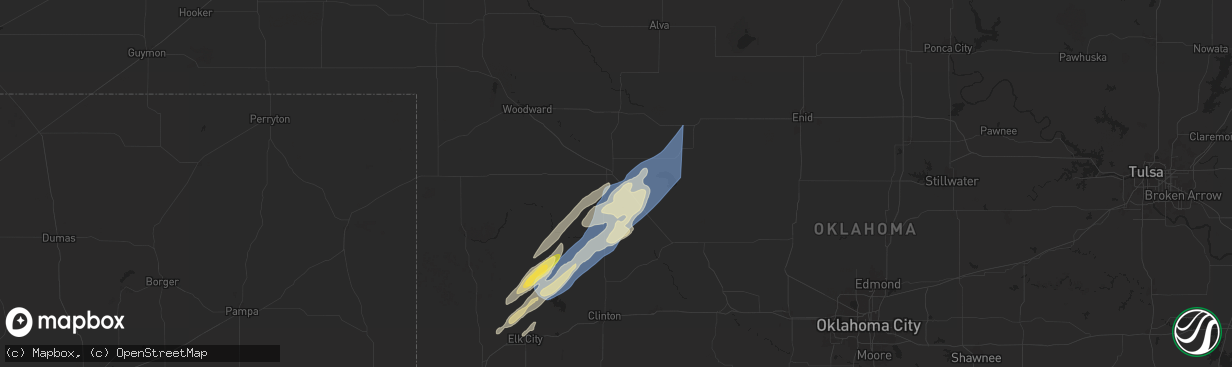 Hail map in Seiling, OK on October 30, 2024