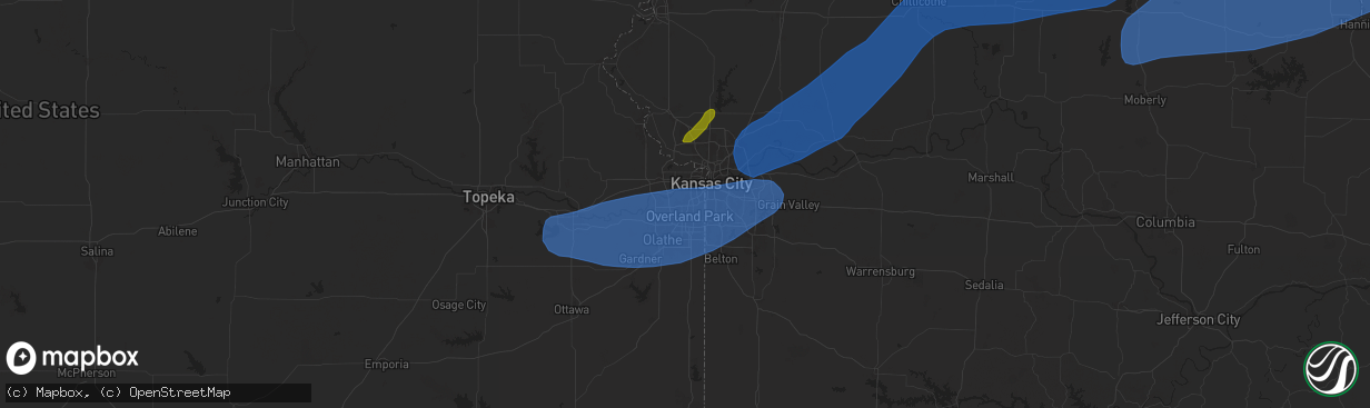 Hail map in Shawnee, KS on October 30, 2024