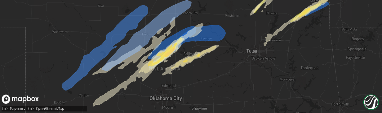 Hail map in Stillwater, OK on October 30, 2024