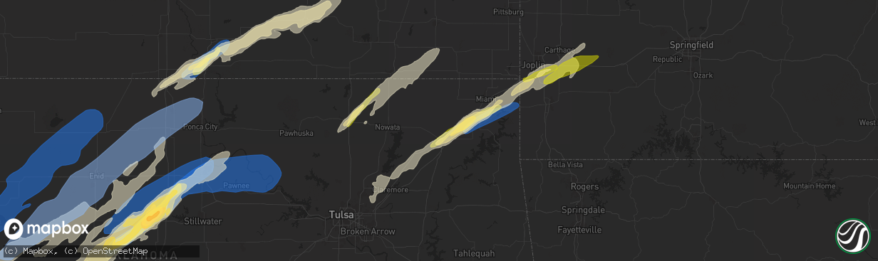 Hail map in Vinita, OK on October 30, 2024