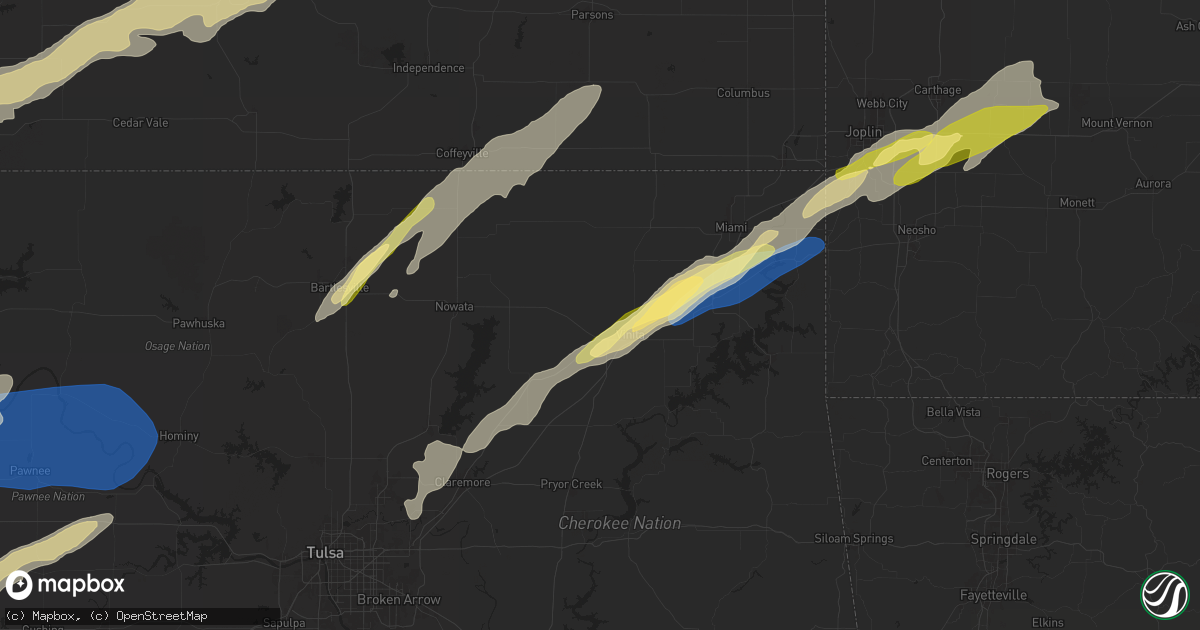 Hail map in Vinita, OK on October 30, 2024